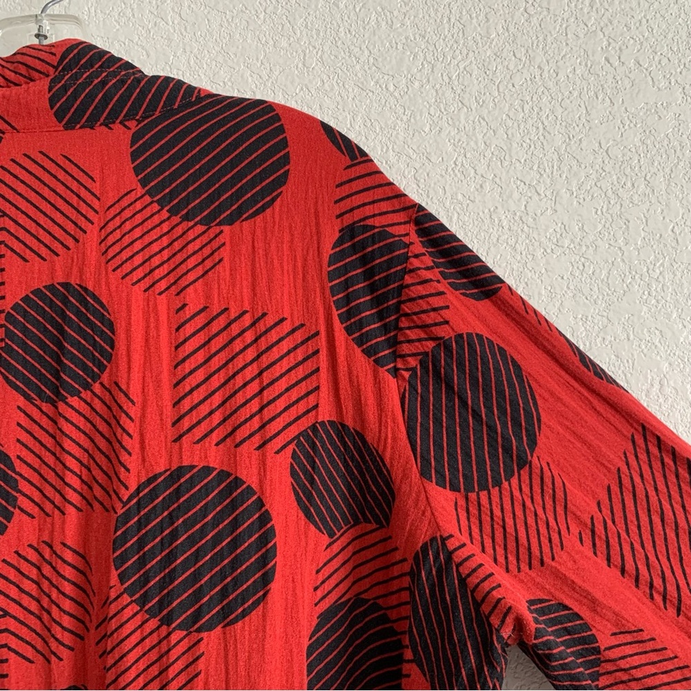 Ali Miles Blouse Top Womens 2X Wired Collar Popover Pockets Geometric Dots Artsy - Picture 10 of 16